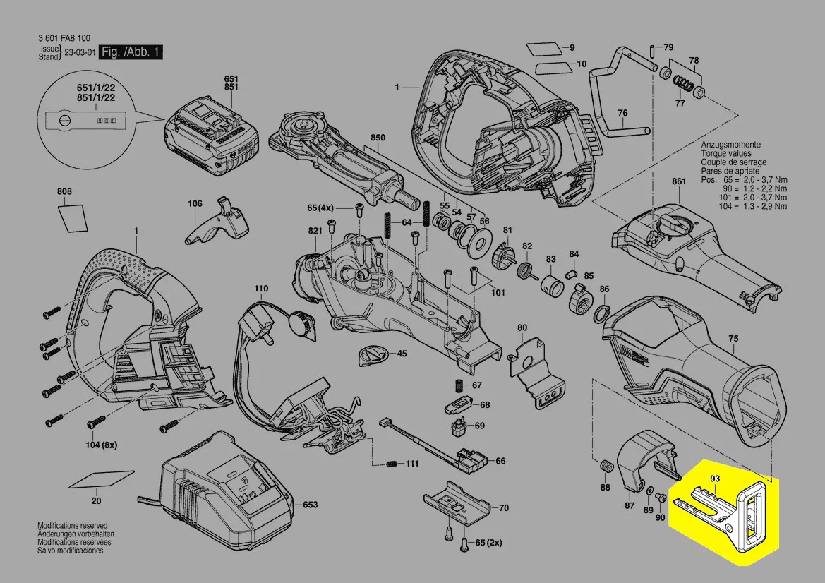 Pied d\'appui scie sabre réf. 2 601 016 120 Bosch
